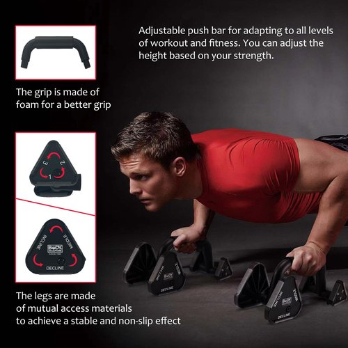 Body Sculpture Adjustable Push up bars strength training with foam grip & non-slip handling.The leg height is adjustable Push Up Stands for Men & Women