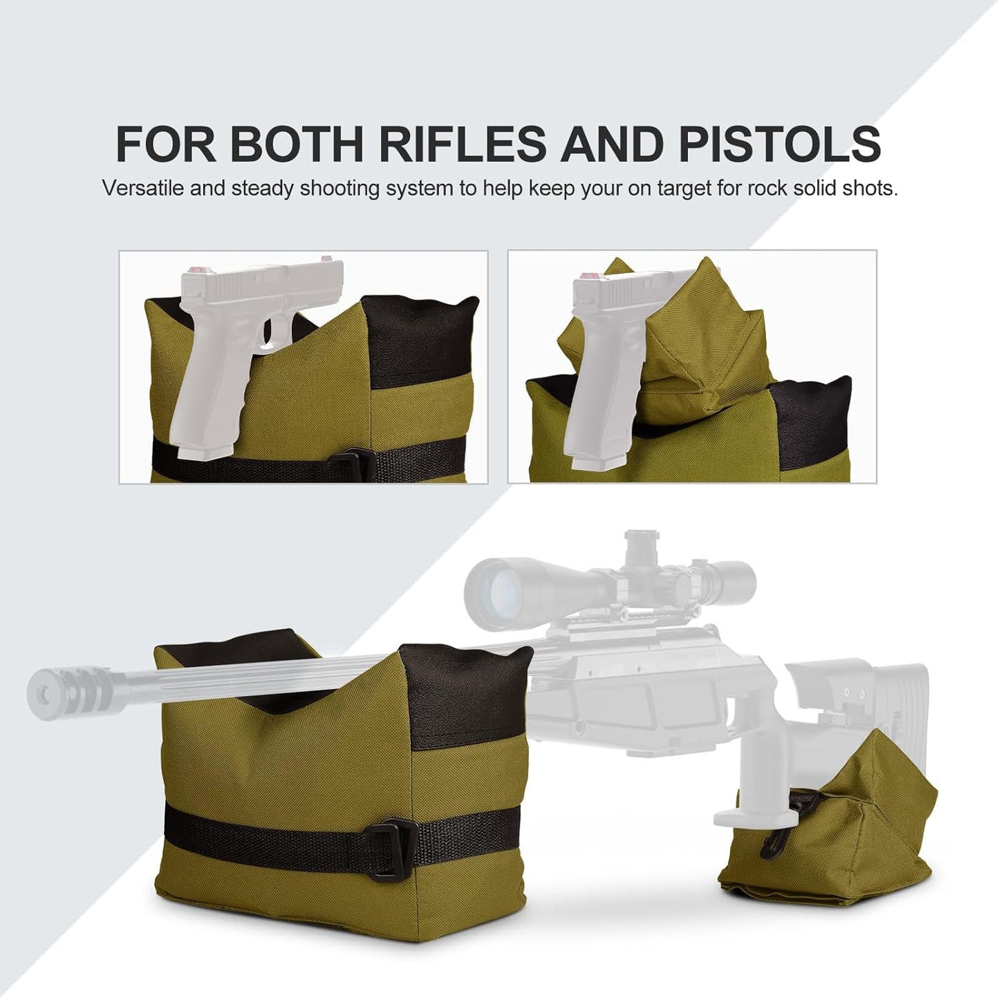 Twod Outdoor Shooting Rest Bags - Target Sports Bench Rest with Front & Rear Support SandBag Stand Holders for Gun Rifle Shooting Hunting Photography - Unfilled
