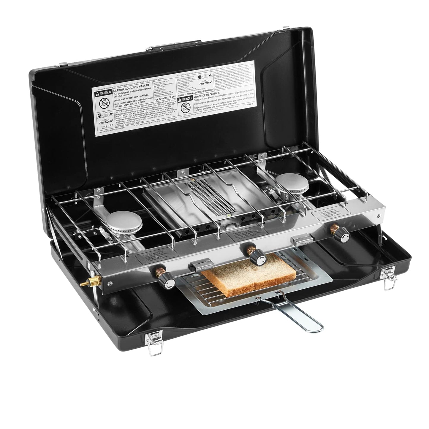 FineFlame Camping Stove 3 Burner 20400 BTU With Bulin 13 PCS Camp Cookware Set