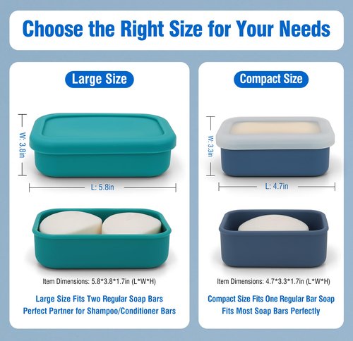 Enhanced Leak Proof Travel Soap Case, AIMAIAIMAI Silicone Soap Container with Draining Layer, Portable Bar Soap Holder for Bathroom, Camping, Gym, Easy to Clean (Green)