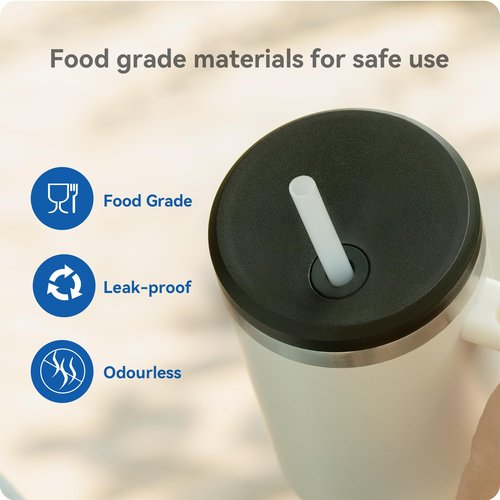 Prurex 40 oz Replacement Lid for Stanley - Compatible with Quencher H2.0 & 1.0 FlowState Tumblers, Leakproof Screw-On Straw Cover for 40oz Tumbler Cup, BPA-Free(White)