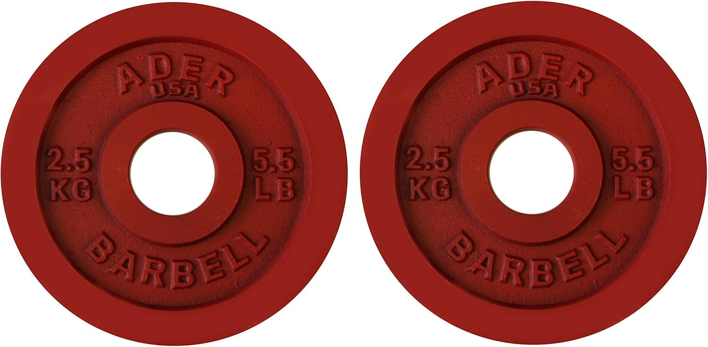 Precision Color Olympic Weight Plates - Ader 1 KG Metal Plates for Strength Training