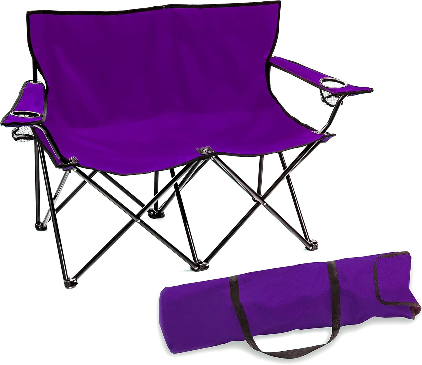 Trademark Innovations Loveseat Style Double Camp Chair, 40" L x 22" W x 31.5" H, Polyester, Army Green