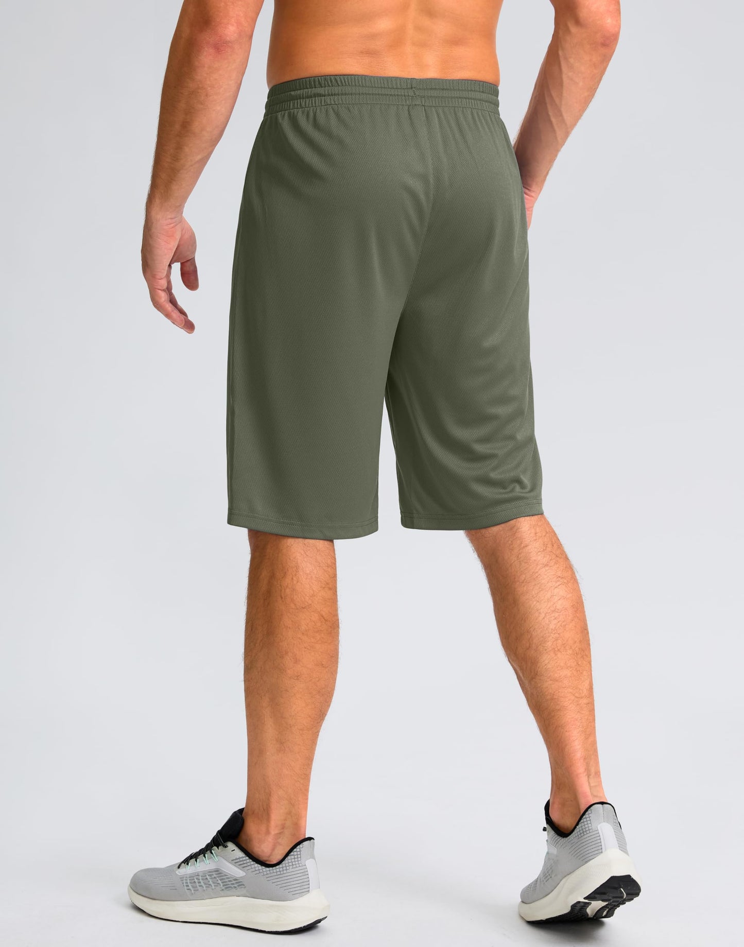 Men's Athletic Shorts with Pockets 9" / 11" Long Basketball Shorts Lightweight Quick Dry Gym Workout Shorts for Men(Sage,S)