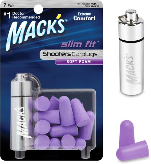 Mack’s Slim Fit Soft Foam Shooting Earplugs, 7 Pair with Travel Case – Small Ear Plugs for Hunting, Tactical, Target, Skeet and Trap Shooting | Made in USA