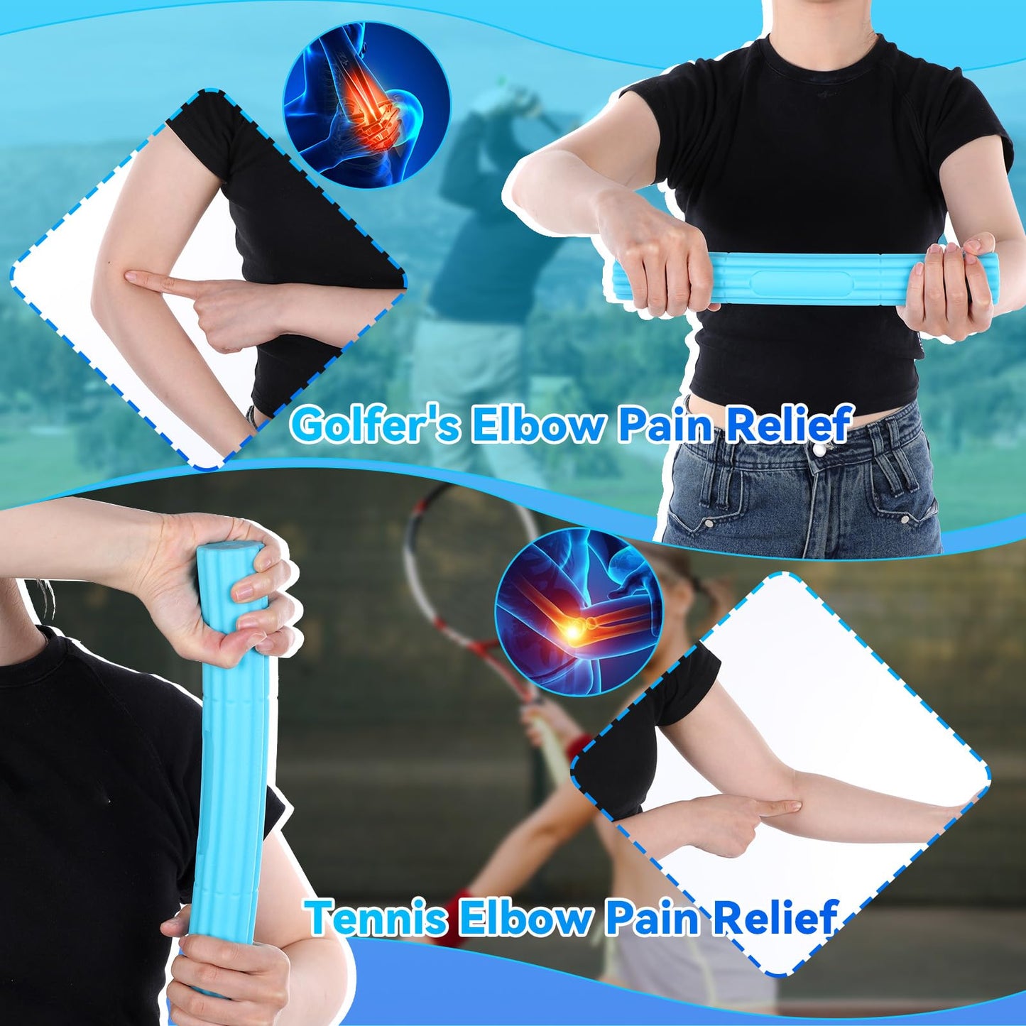 3 Pcs Twist Hand Exerciser Bars for Physical Therapy - Relieves Tendonitis Pain & Improve Grip Strength - Tennis Elbow, Golfer's Elbow, Tendonitis, Wrist, Forearms Pain Relief Hand Therapy Bar