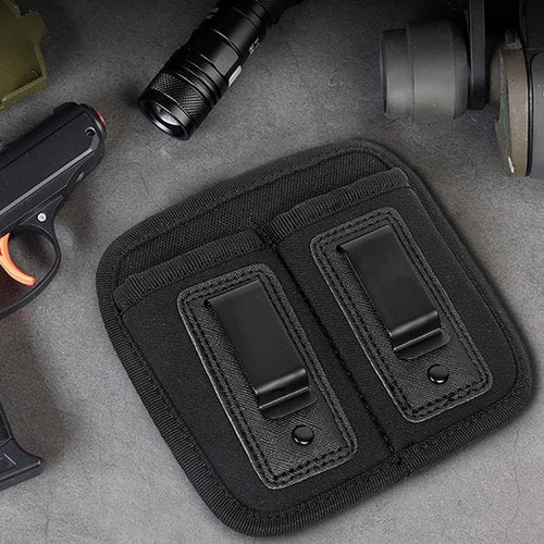Two Slots Pistol Mag Pouch Double Stack Magazines Pouch with Belt Clips for 9mm .40 .45 .380 Glock 17 19 22 26 43 Sig P365 P320 S&W M&P Waistband Pistol Mag Holster