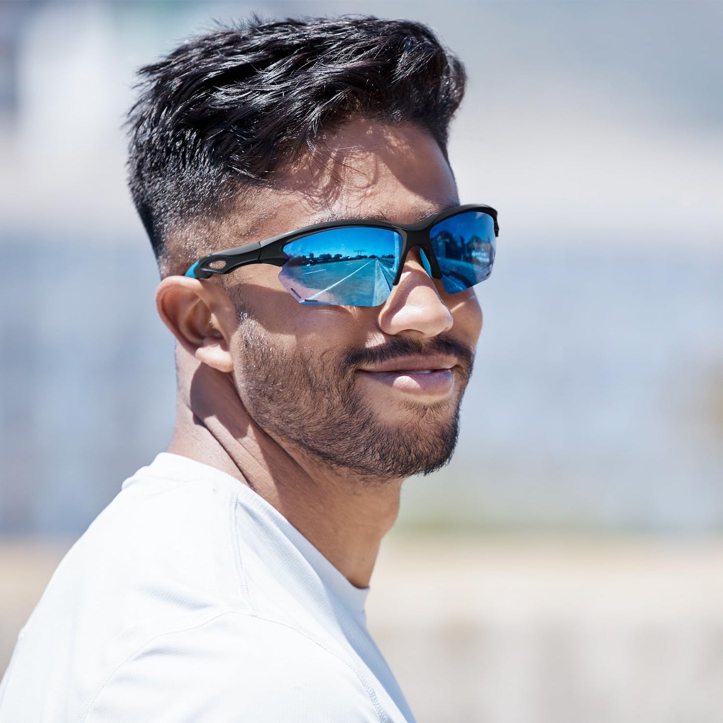 ACBLUCE Polarized Sports Sunglasses for Men Women, Baseball Sun Glasses for Cycling Fishing Running Driving Golf Motorcycle Blue Glasses