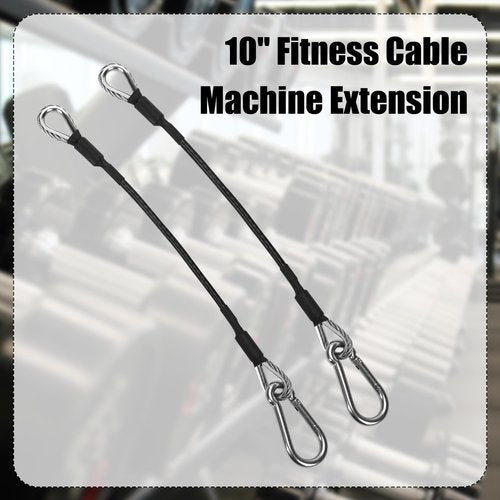 NQEUEPN 2pcs 10" Gym Extension Cable, Fitness Extension Cable Compatible with Bowflex, Home Gym Machine Accessories Replacement with Carabiner, for Leg Extension, LAT/Tricep Pull Down (1 Pair)