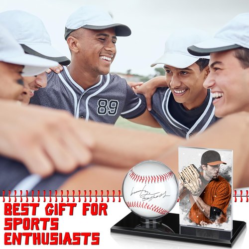 DoubleFill Acrylic Baseball Display Case for Ball and Cards Clear Base Ball Holder Ring Stand Set Centerpieces Protector Memorabilia Showcase for Official Size Baseball(Small)