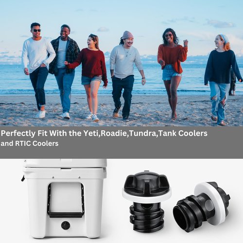 Yeti Compatible Drain Plugs - 2 Pack Leak-Proof Accessories for Roadie, Tundra, Tank & RTIC Coolers