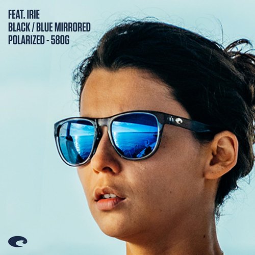 Costa Del Mar Irie Sunglasses, Black/Gold Mirrored 580G, 55 mm