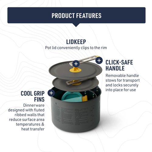 Sea to Summit Frontier Ultralight Two Pot Cook Set for Camping, 2-Person (2 Pots, 2 Bowls, 2 Cups)