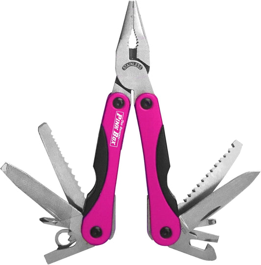 14-In-1 Multi-Tool, Pink | Aluminum Body with Versatile Stainless Steel Tools, Perfect for DIY, Home, Camping, Everyday Life