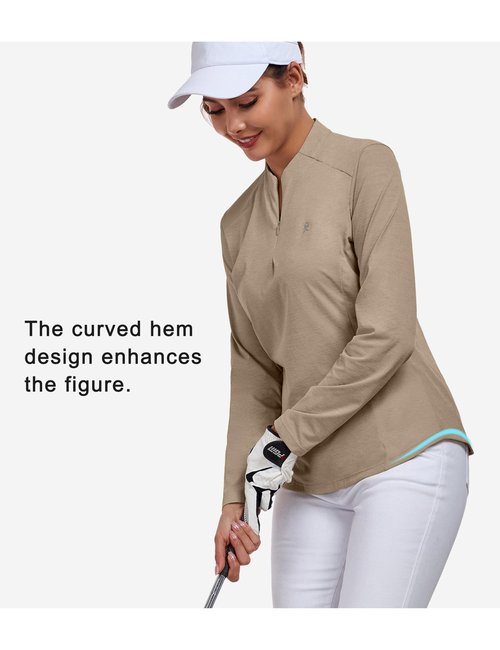 Little Donkey Andy Women's UPF 50+ 1/4 Zip Pullover Sun Shirts Long Sleeve UV Protection Shirt Quick Dry Lightweight Golf Tops (Dark Khaki S)