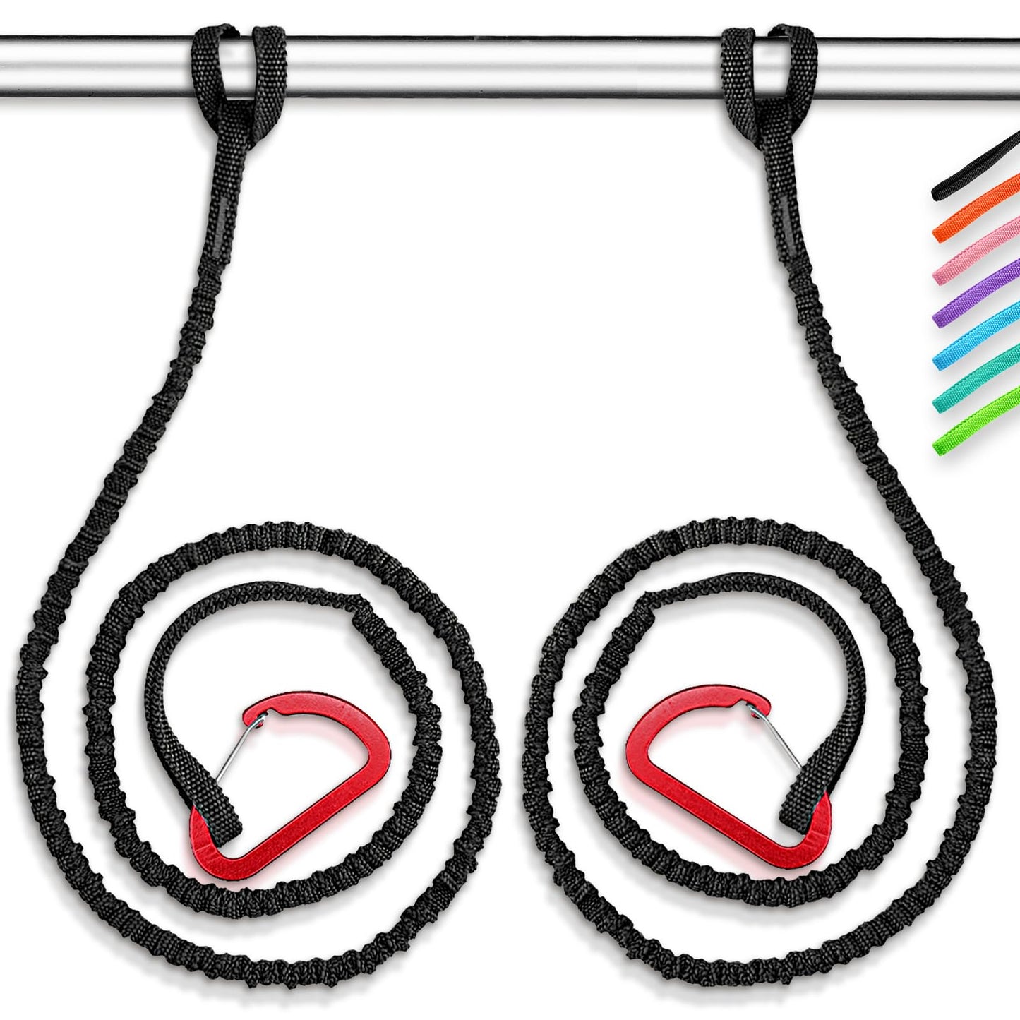 OCEANBROAD Kayak Paddle Leash with D-Ring Stretchable Bungee Strap Lanyard Rope for SUP Kayaking Boating Canoeing Fishing Pole Rod 4-7 Feet Black 4 Pack