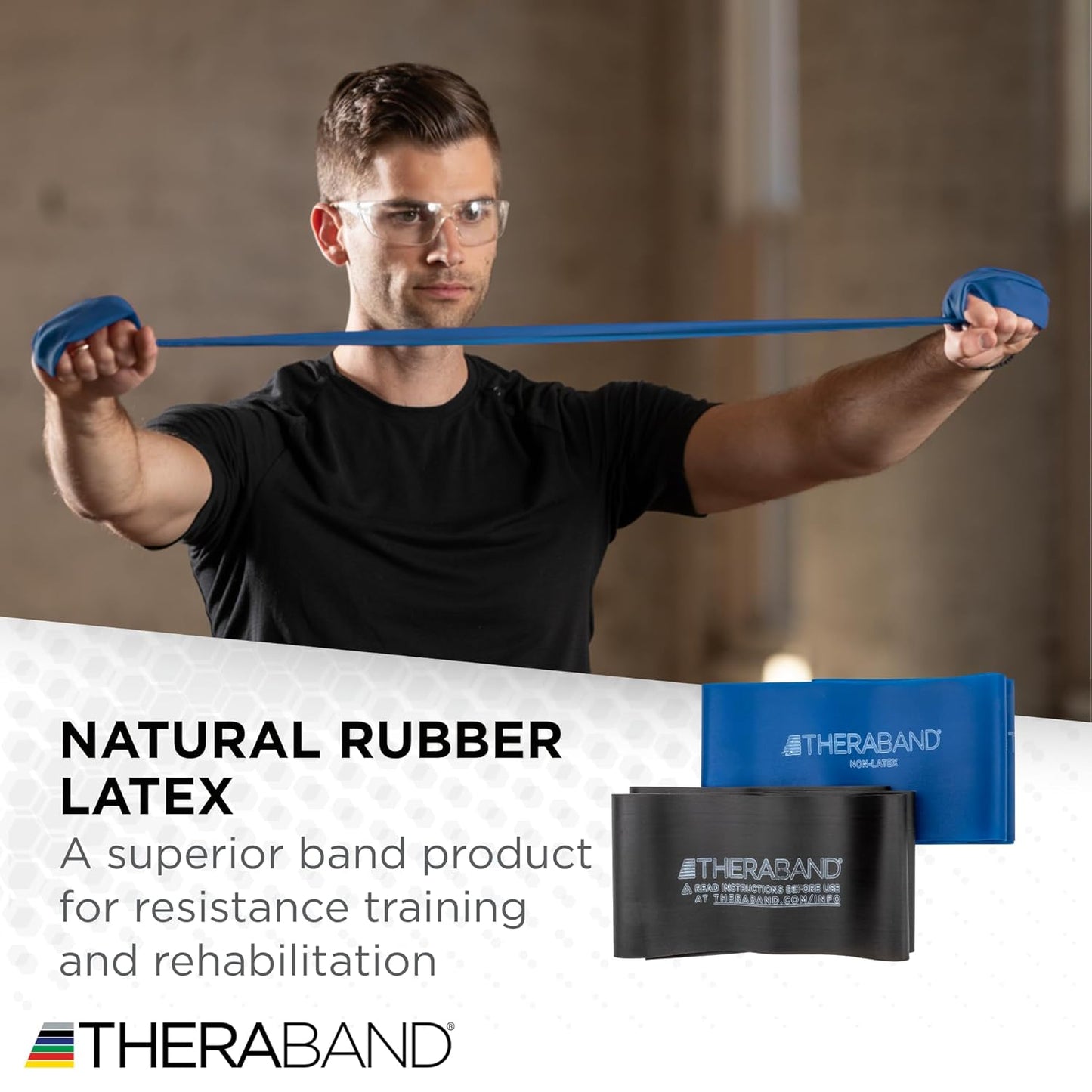 THERABAND Resistance Bands Set, Beginner Kit, Yellow, Red, Green, Non-Latex Elastic Bands for Exercise & Physical Therapy, Strength Training Bands for Upper & Lower Body Fitness