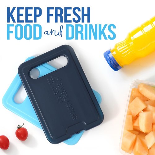 Reusable XL Slim Ice Packs for Lunch Boxes with Handle (4 Pack) BPA Free Freezer Packs | 6.5 x 4.5 in | Long Lasting Ice Pack for Insulated Bags, Picnic, Travel, and More
