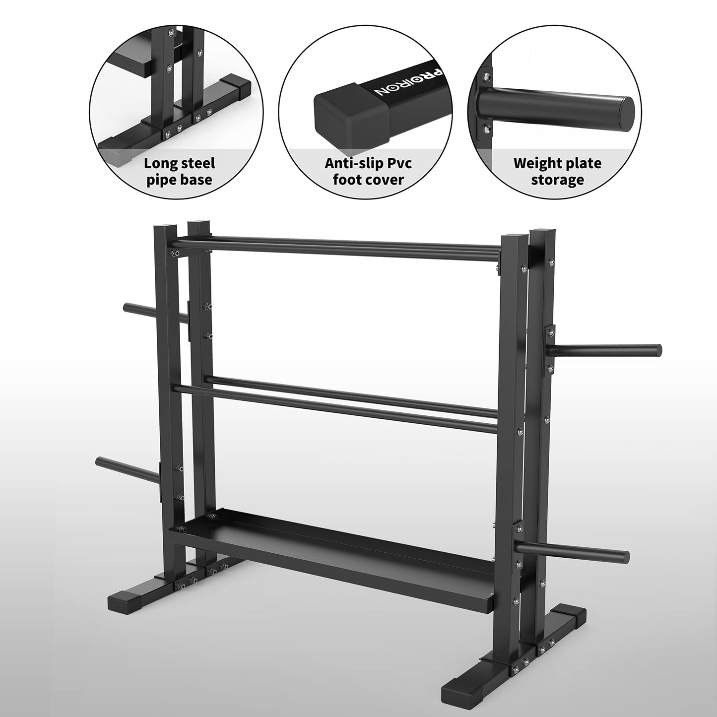 PROIRON Heavy Duty All-In-One Weight Rack, Extra Large Capacity Dumbbell Rack for Dumbbells Kettlebells Home Gym Storage,Floor Protective Weights Stand Holder (Rack Only)