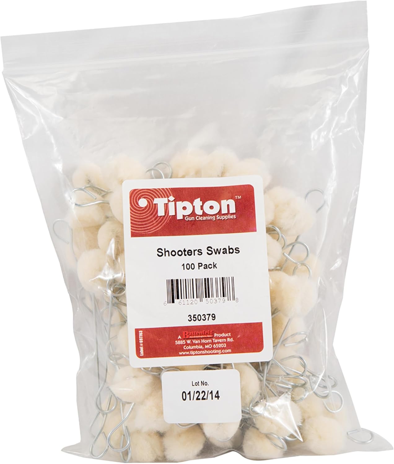 Tipton Shooters Swabs with Wire Handle and Polyester Fiber Swab for Firearm Cleaning, Maintenance and Preservation