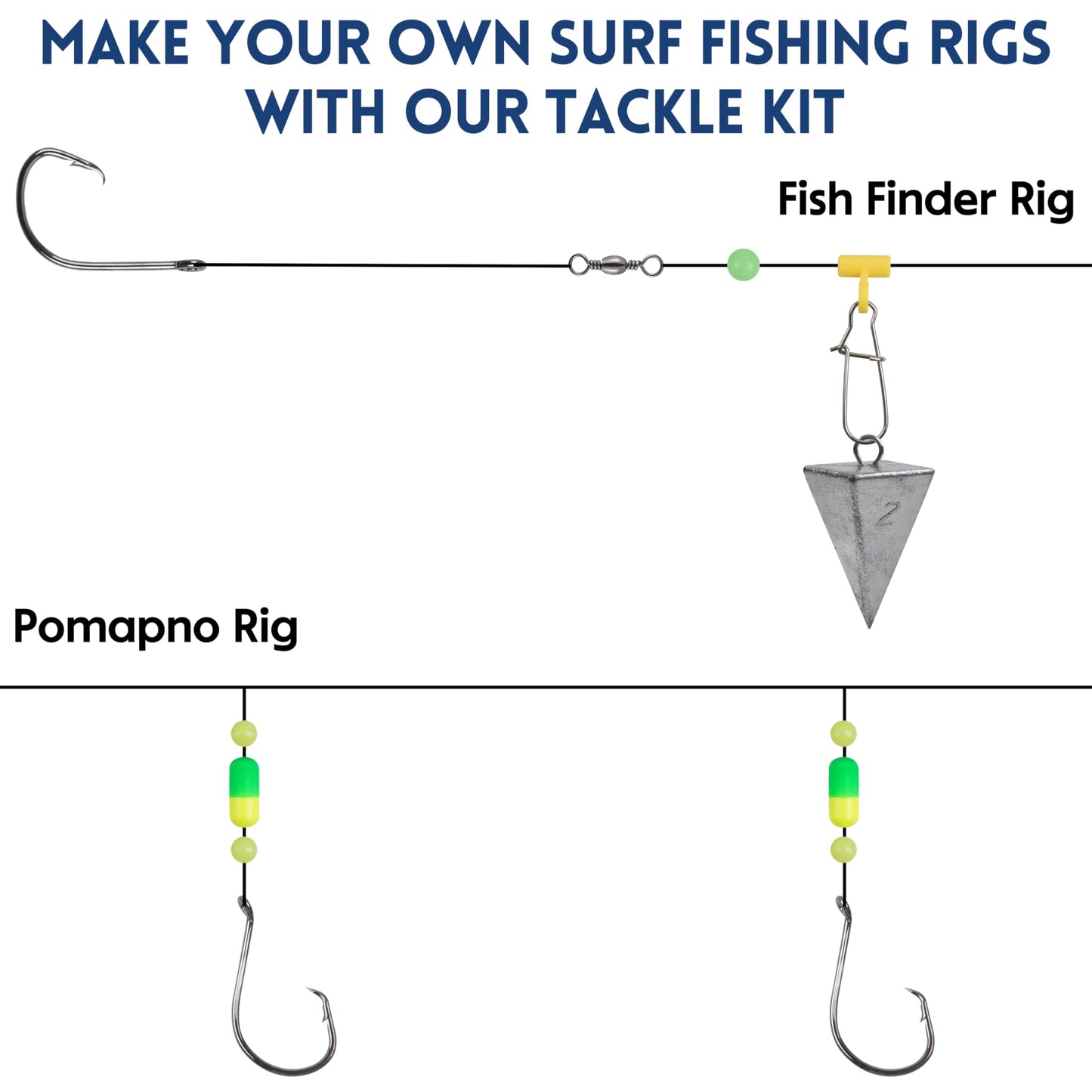 129pcs Surf Fishing Tackle Kit Fish Finder Rig Surf Fishing Rigs Include Pyramid Sinker Weights Sinker Slider Wire Leaders Hooks Swivels Beads Foam Floats Saltwater Fishing Accessories