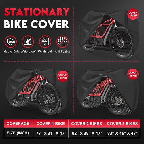 Zettum Bike Cover for 2 Bikes - 600D Bike Covers Outdoor Storage Waterproof & Heavy Duty, Bicycle Cover for 2 eBike, Mountain Bike, Road Bike, Hybrid Bike, Beach Cruiser Bike, Scooter and More