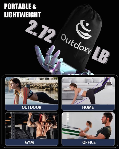 OUTDOXY Resistance Bands, Pull Up Assistance Bands Set of 5, Exercise Bands for Men & Women, Heavy Duty Stretch Exercise Bands, Resistance Bands for Working Out, Muscle Training