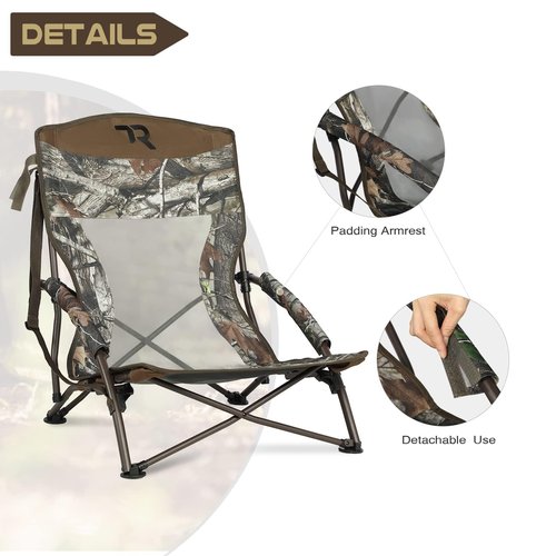 TR Low Camping Chair,Turkey Chairs for Hunting Lightweight Heavy Duty,Low Chair with Carry Bag for Outdoor Camping Travel Hunting (Camo 1)