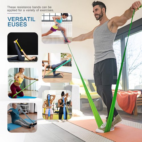 Professional 5 Pcs Long Resistance Bands and 5 Pcs Loop Bands. Latex-Free, Work Out Bands, Stretch Bands for Working Out Women or Men, Exercise Bands Set for Physical Therapy