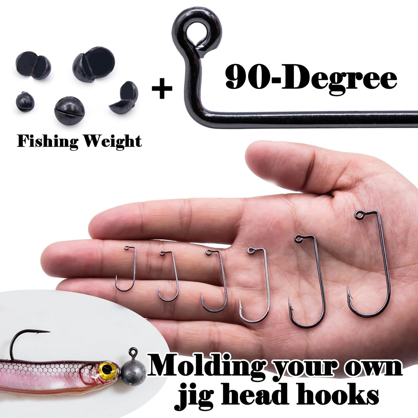 FishTrip 90-Degree Jig Hooks Fishing - 100pcs Aberdeen Long Shank Hook Jig Maker for Freshwater Saltwater Fly Tying 4#