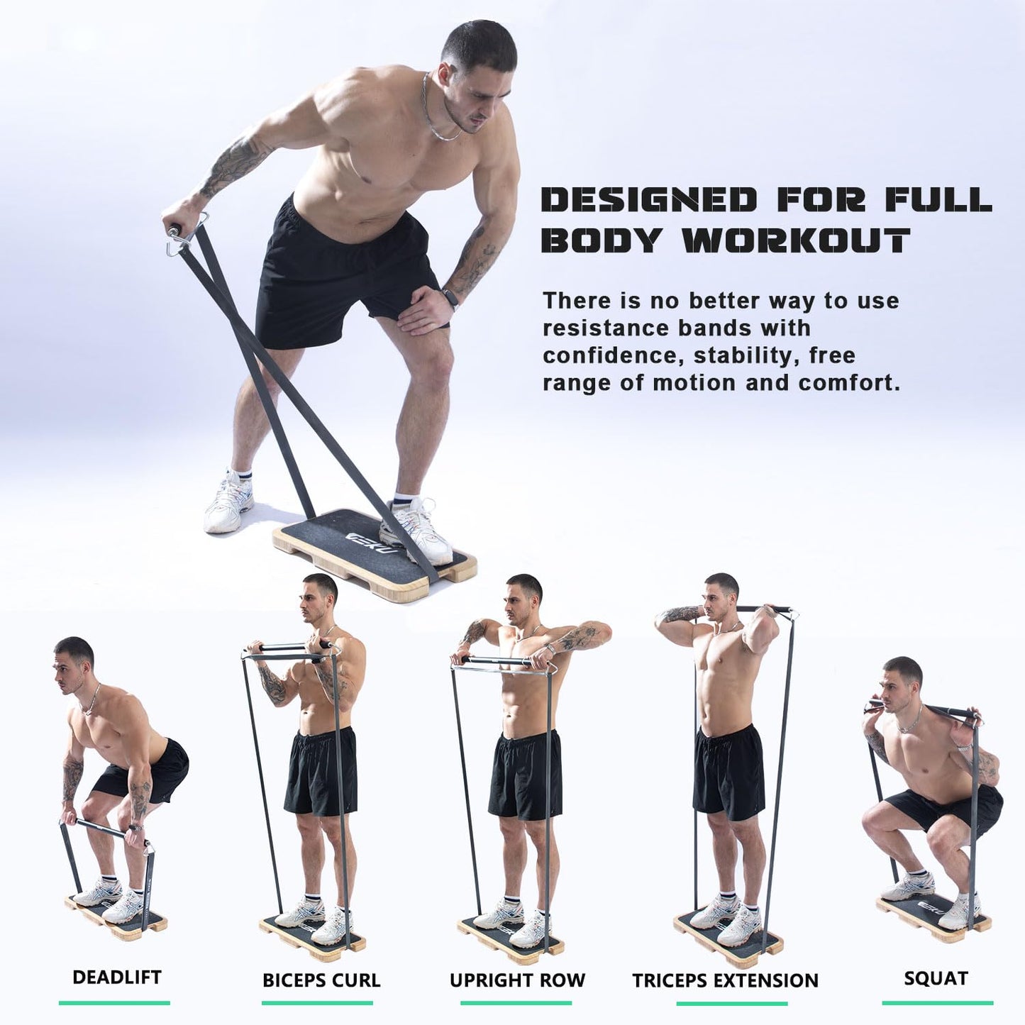 GEKU FIT Resistance Band Bar, Length-Adjustable Detachable Heavy Duty Workout Bar for Resistance Band Training, Core Muscle Training, Home & Ourdoor Workout, Max Load 800 Lbs