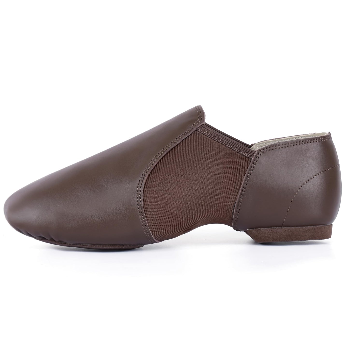 Linodes Unisex Leather Upper Jazz Shoe Slip-on Dance Shoes for Women and Men Coffee 7.5M