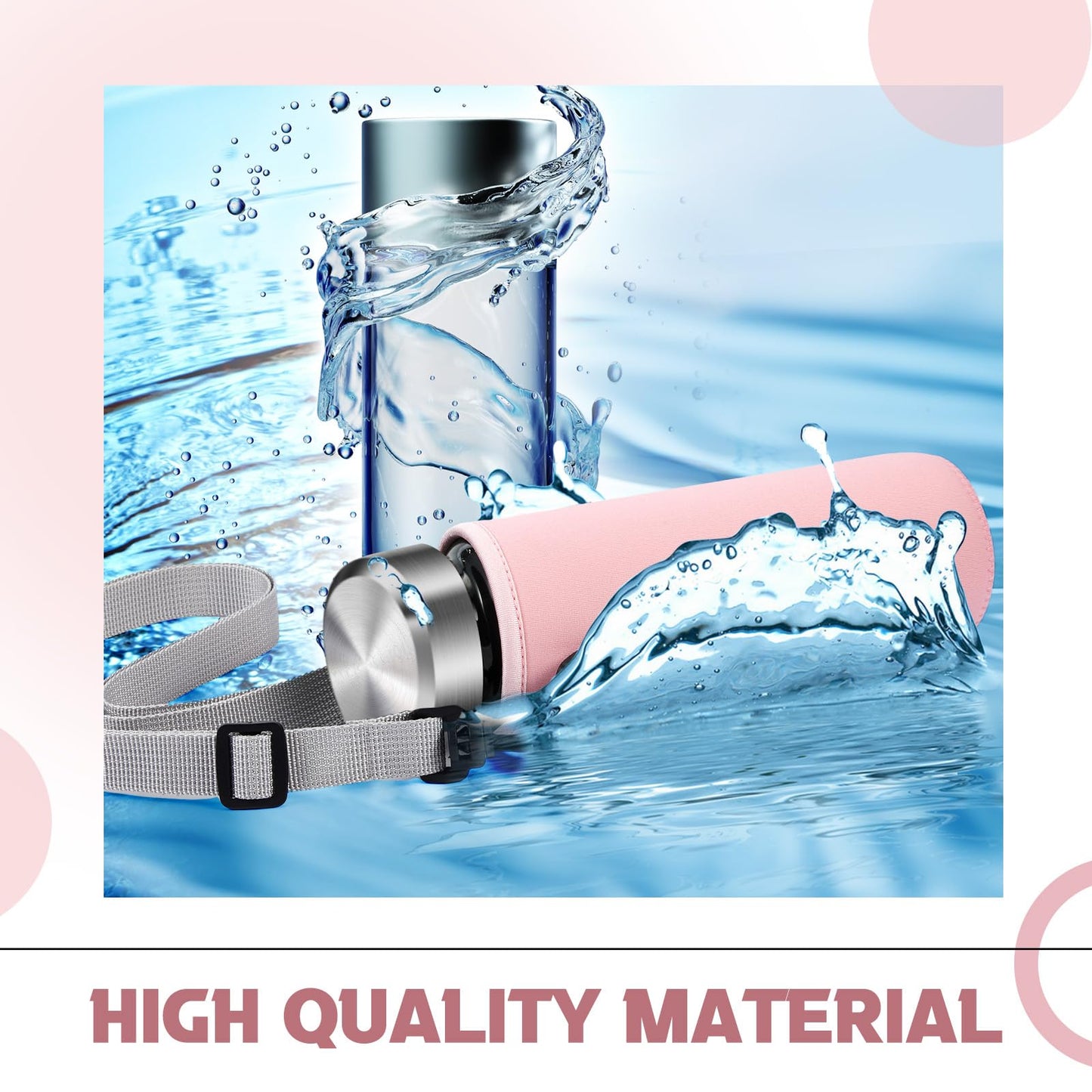 FillTouch Water Bottle Holder Water Bottle Bag Carrier Neoprene Portable Sling Bag Cover Sleeve Case with Strap for Hiking(Pink)