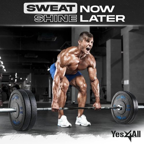 Yes4All 2 Inch Bumper Plate - Olympic Rubber Weight Plate for Weightlifting and Strength Training - Durable Rubber with Steel Hub - 190LB Plate Set