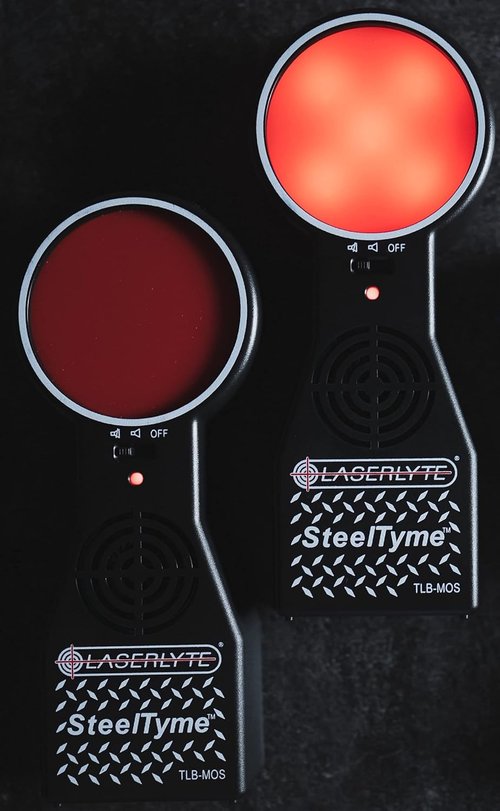 LaserLyte TLB-MOS Steel Tyme Laser Trainer Targets with Plinking Steel Sound and Flashing LED Lights for Reactive Laser Shooting and Dry Fire Practice