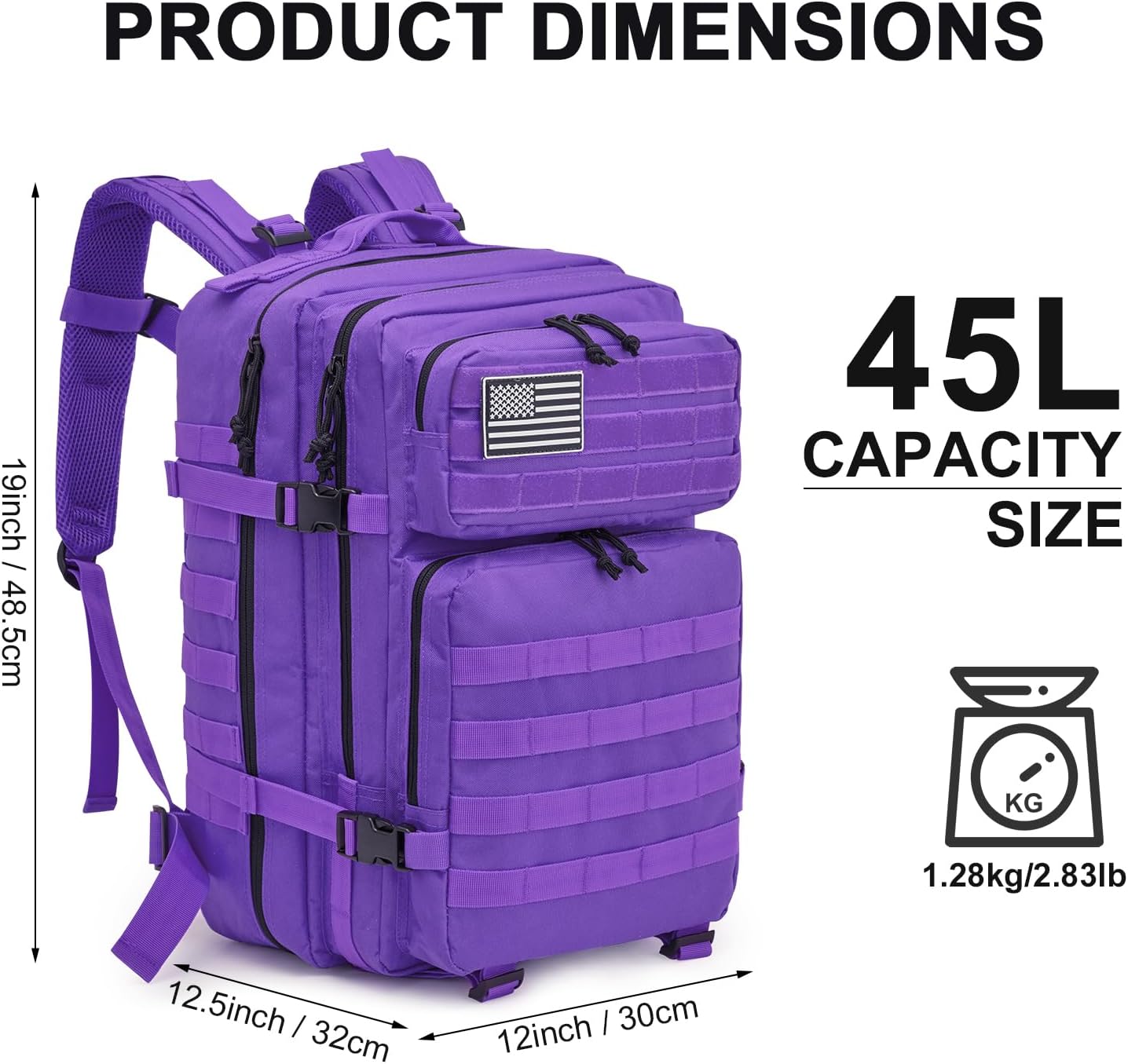 G4Free 45L Military Tactical Backpack 3 Day Assault Survival Molle Pack Bug Out Bag Travel Fishing Backpack Rucksack