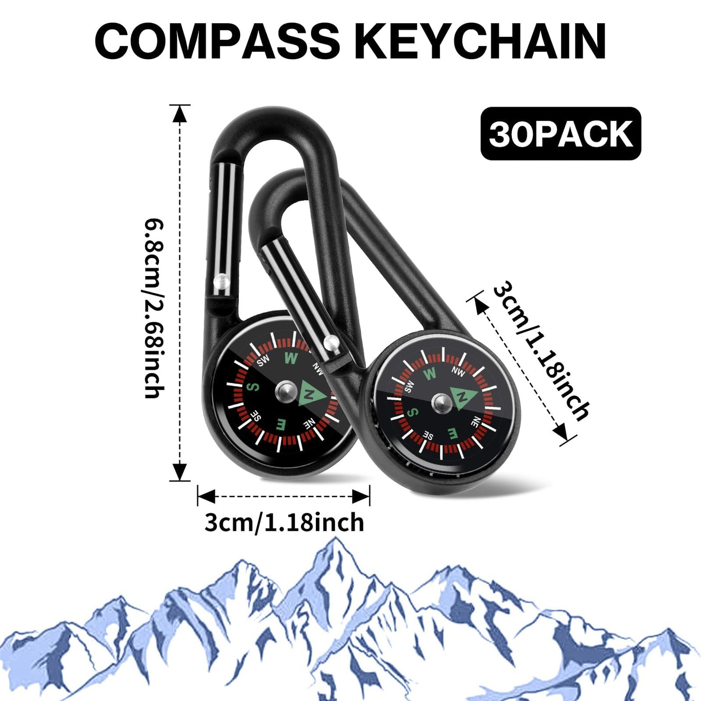 30 Pcs Mini Compass Keychain for Kids Bulk, Small Pocket Magnetic Compass Survival Hiking for Outdoor Survival Camping Party Backpacking Accessory (30)