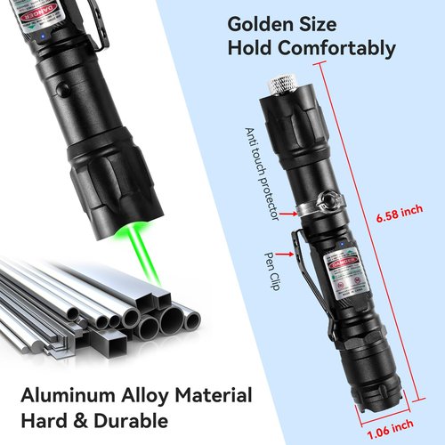 MIPREZT [Professional] Rechargeable Green Line Light Flashlight Long Distance Range for TV/LED/LCD Screens Tactical Flashlights Presentation Office/Outdoors/Astronomic/Construction [002]