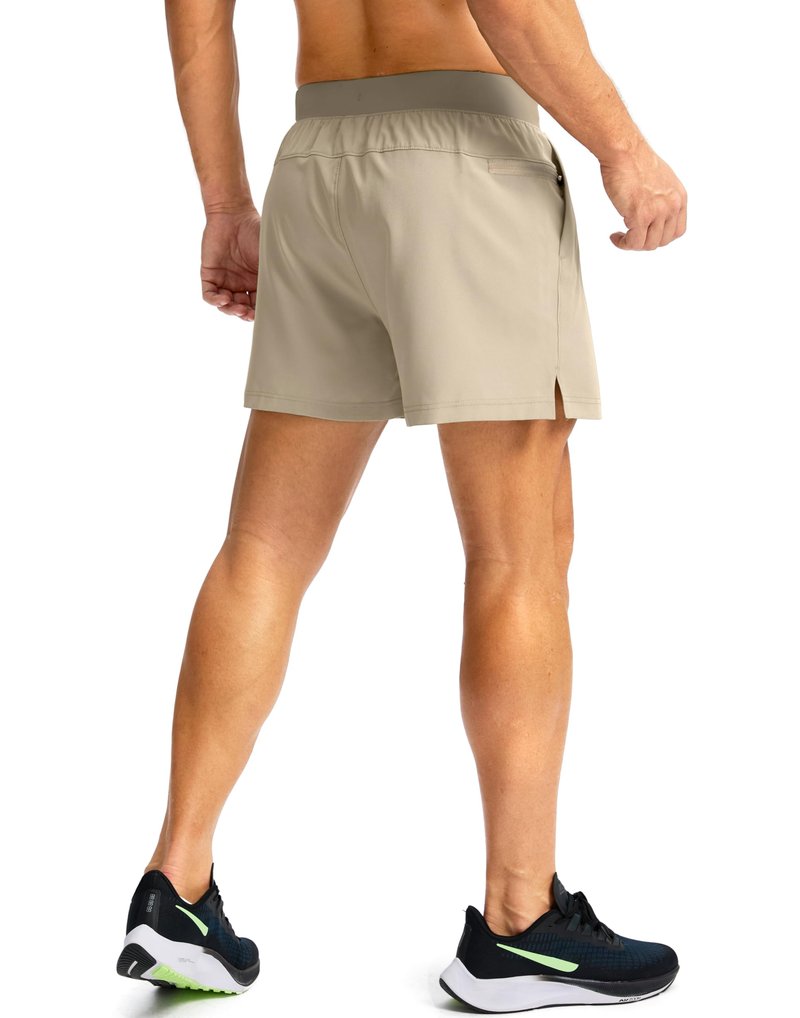 Soothfeel Men's Running Shorts with Zipper Pockets 9"/ 7"/ 5" Lightweight Quick Dry Basketball Gym Workout Athletic Shorts for Men (Khaki, S)