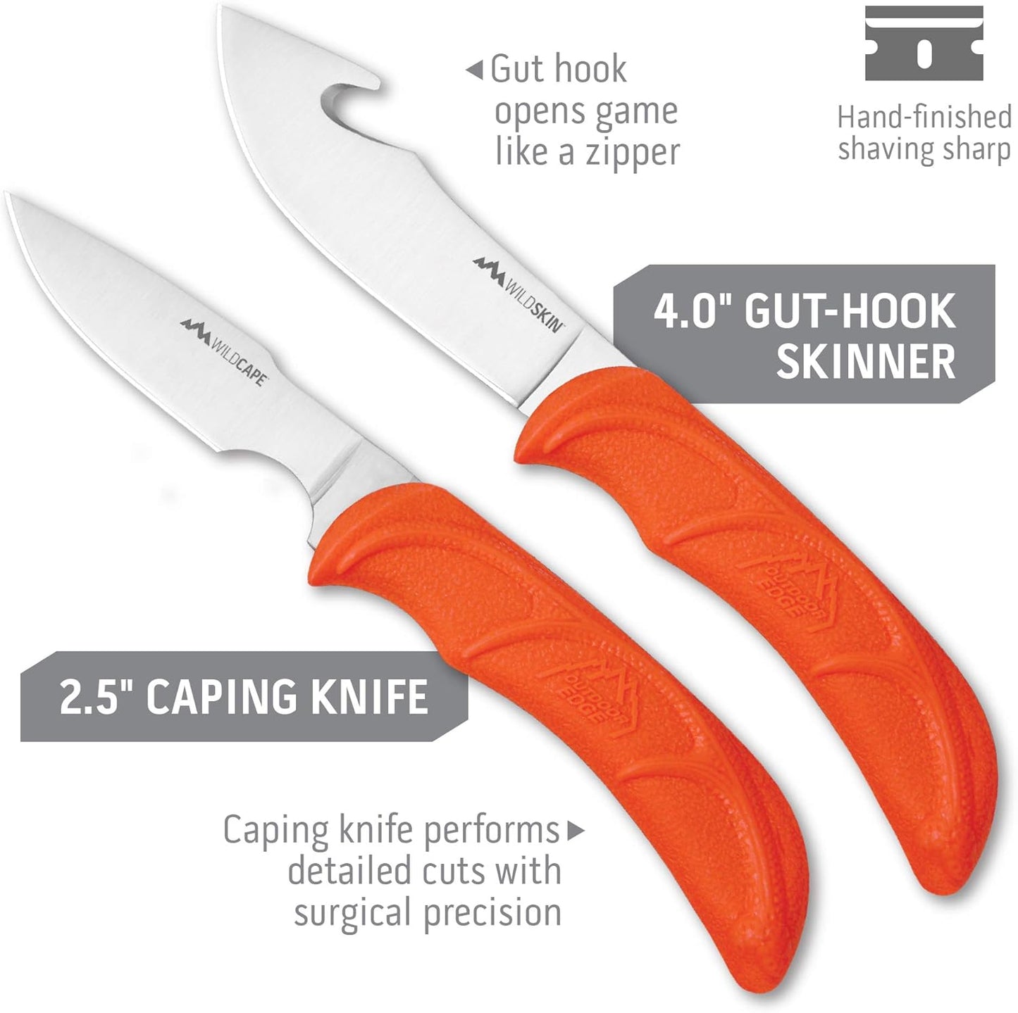 OUTDOOR EDGE WildPak, 8-Piece Field to Freezer Hunting & Game Processing Knife Set with Caping Knife, Gut-Hook Skinner, Boning/Fillet Knife, Wood/Bone Saw, Spreader, Gloves, and Hard-Side Carry Case