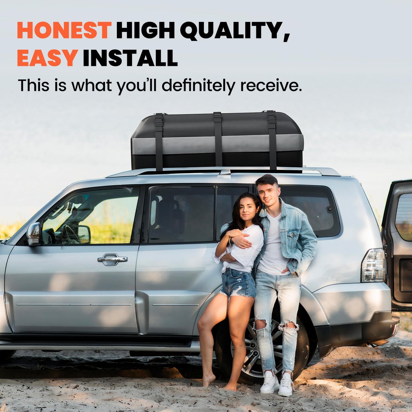 Asinking Car Rooftop Cargo Carrier Bag - 100% Waterproof Heavy Duty Car Roof Luggage Carrier 21 Cubic Feet, Fits All Vehicles with/Without Roof Rack - Easy Install & Triply Reinforced for Secure Use