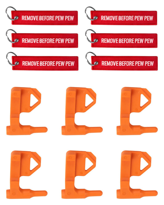 JAGASOL Chamber Flag, Safety Flag for Rifle, Handguns, Shotgun, and Pistol, 6 Red Chamber Flags with 6 Bright Orange Tags, Universal Compatibility Empty Chamber Indicators, PEW PEW