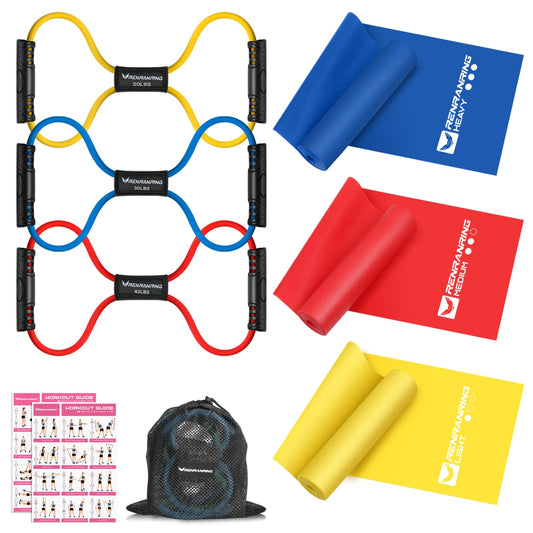 5.9ft Resistance Bands for Working Out, Figure 8 Fitness Resistance Bands for Physical Therapy, Stretch, Recovery, Pilates, Rehab, Strength Training and Yoga Starter Set