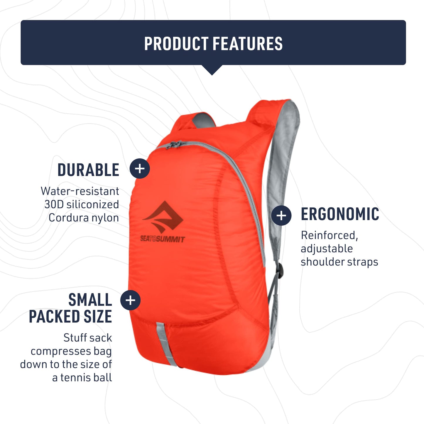 Sea to Summit Ultra-Sil Ultralight Day Pack, 20-Liter, HighRise Grey