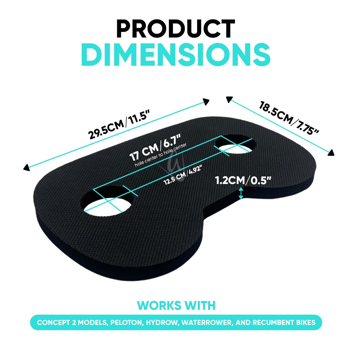 Godfrey Women’s Rowing Seat Pad - 12mm Waterproof Non-Slip Rower Cushion for Concept2, Peloton, Hydrow & Water Rowers (Black)