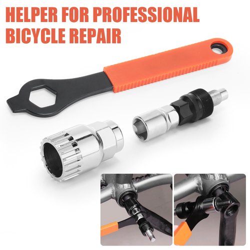 Chumia 4 Pcs Bike Crank Removal Tool Including 1 Pc Bike Crank Extractor 1 Pc Bottom Bracket Remover 1 Pc 16mm Spanner 1 Pc Crank Arm Left Bike Repair Tool Kit for MTB Mountain Bike Road Bike