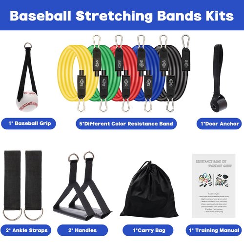 Baseball Resistance Trainer Coolrunner Exercise Bands, Training Aid for Baseball Softball Pitchers, Base Ball Stretching Bands with Interchangeable Grips to Build Arm Strength