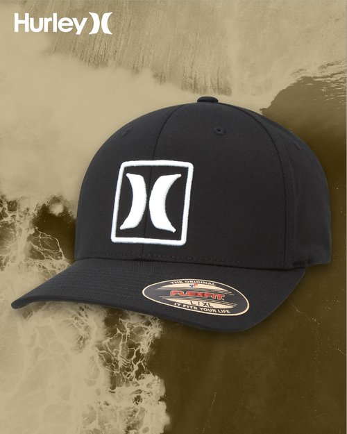 Hurley Men's Caps - Reflect Icon Curved Brim Baseball Cap - Fitted Hats for Men, Size Small-Medium, Black