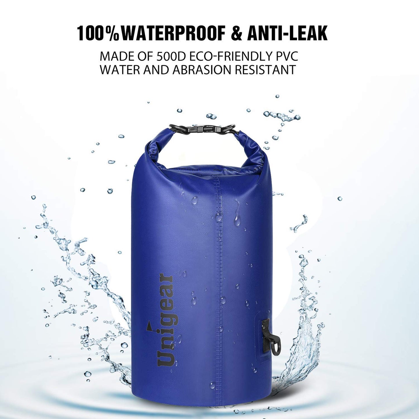 Unigear Dry Bag Waterproof, Floating and Lightweight Bags for Kayaking, Boating, Fishing, Swimming and Camping with Waterproof Phone Case (Blue, 2L)