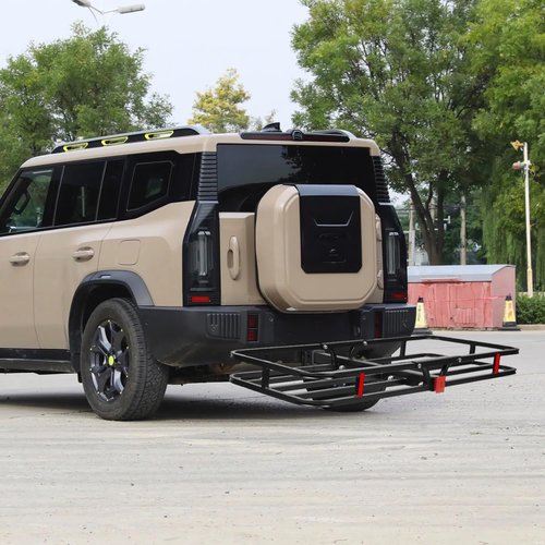 Donext 53" x 19" x 5" Hitch Cargo Carrier, 500 Lbs Heavy Duty Trailer Cargo Carrier Basket, Hitch Mount Cargo Carrier with Net, Strap, Tightener, Fits 2" Hitch Receiver for Car SUV Truck Pickup